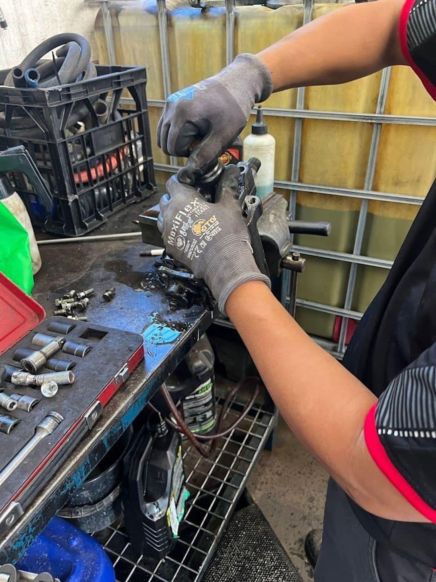 Hands-on mechanical work at the Doletin Mechanical workshop in Berserker